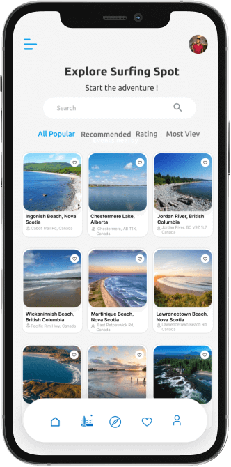 Surfing app features