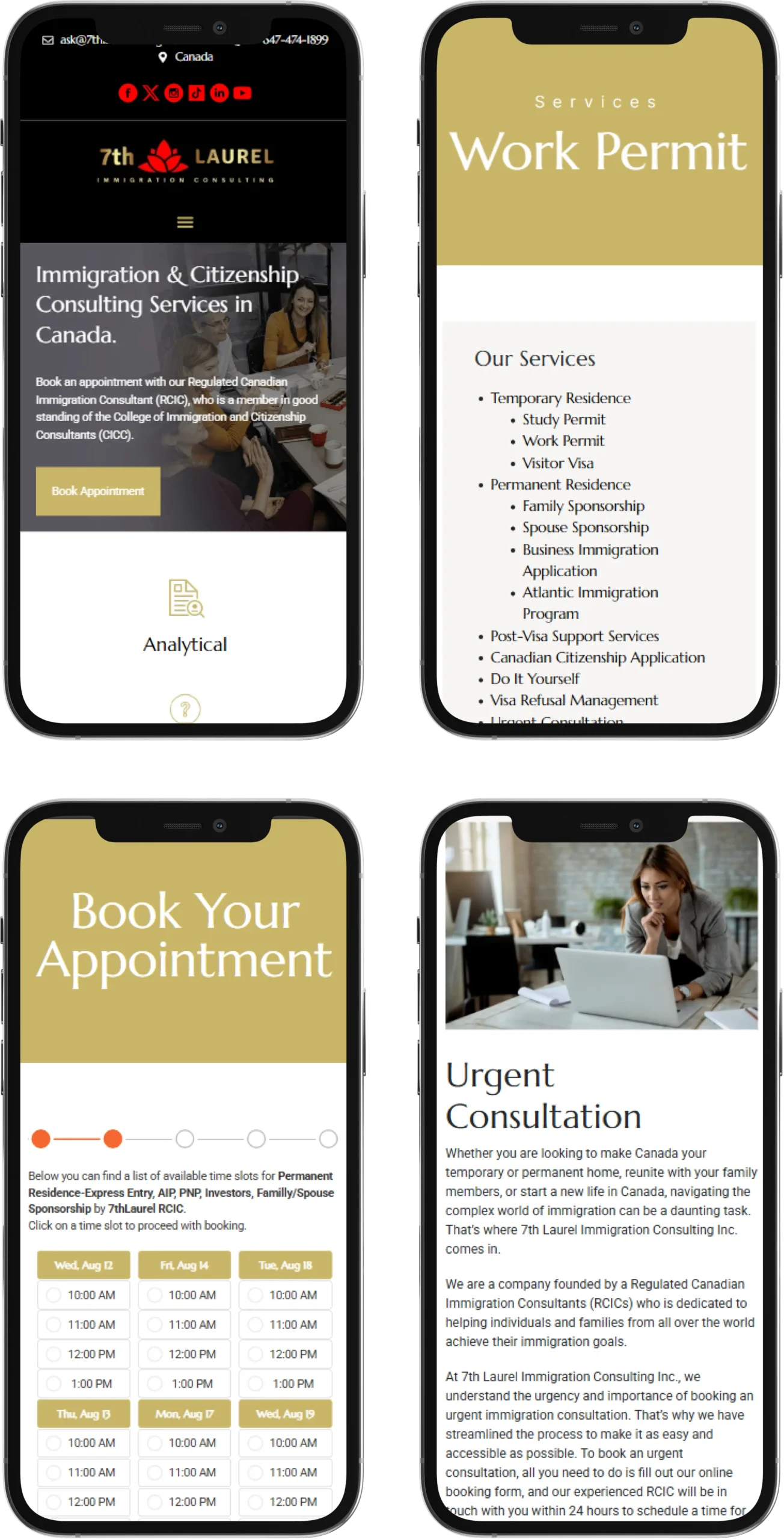 7th Laurel immigration consulting website interface design