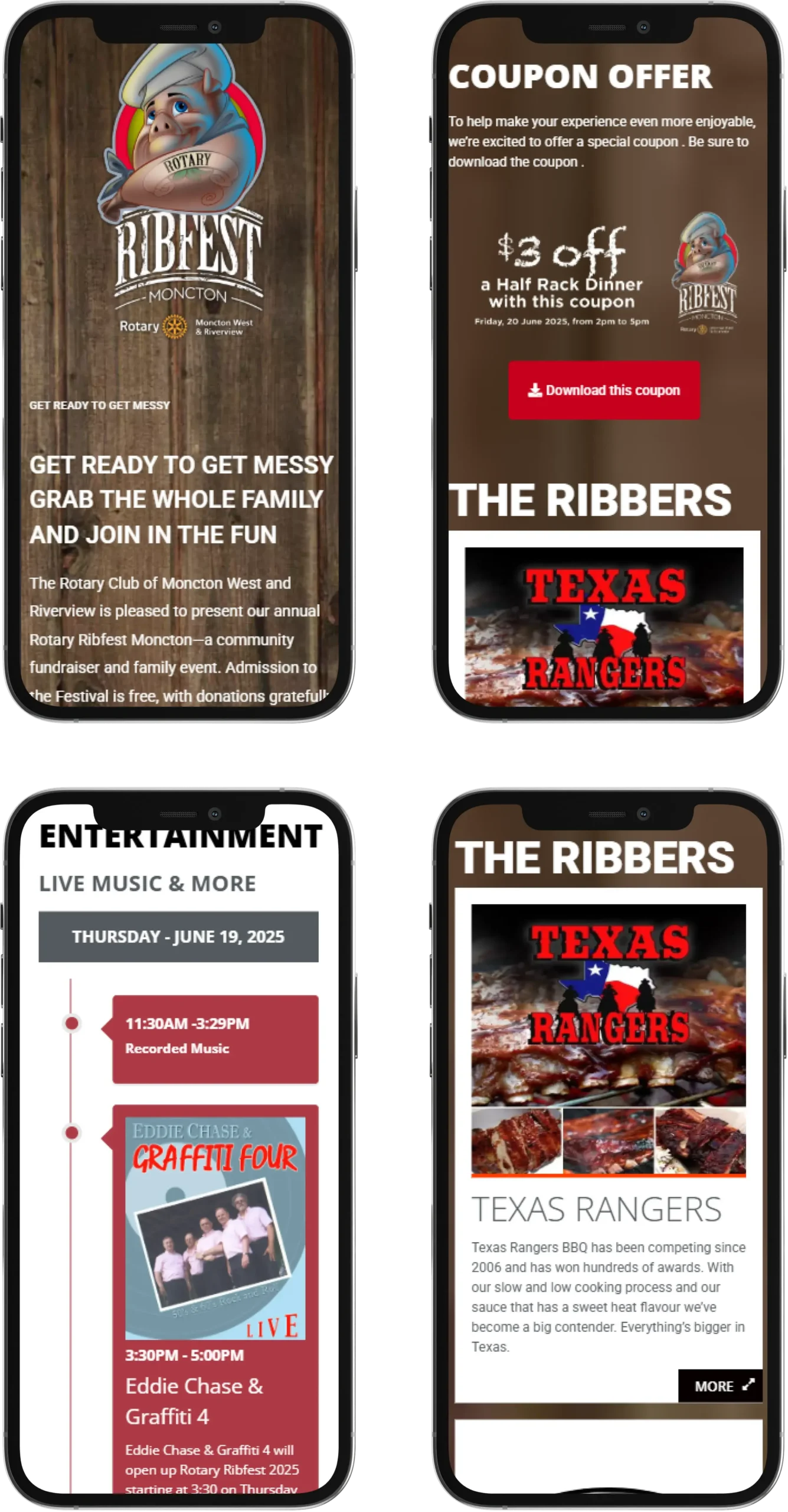 User-friendly mobile interface for the RibFest Moncton community event