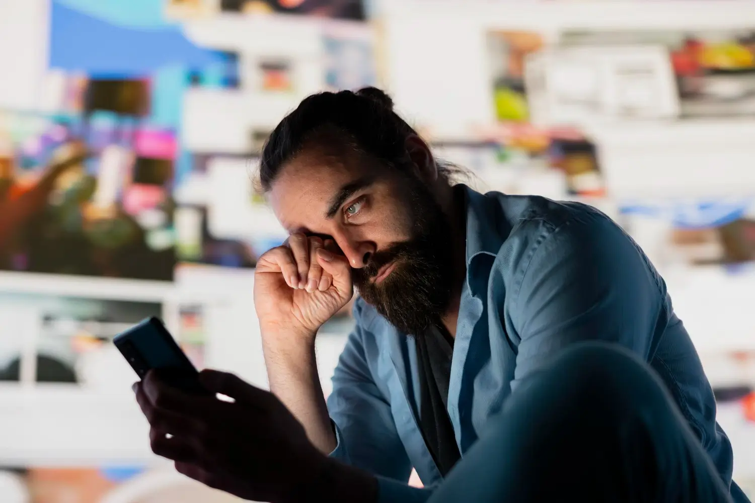 Frustrated user waiting for a slow loading website on a mobile phone highlighting website design Moncton mistakes