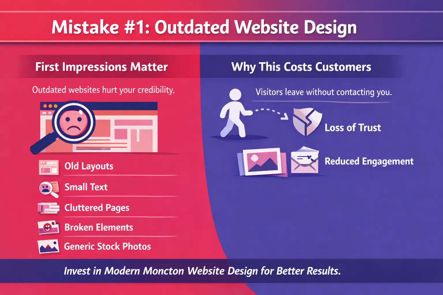 Outdated design elements hurting credibility for a Moncton business.