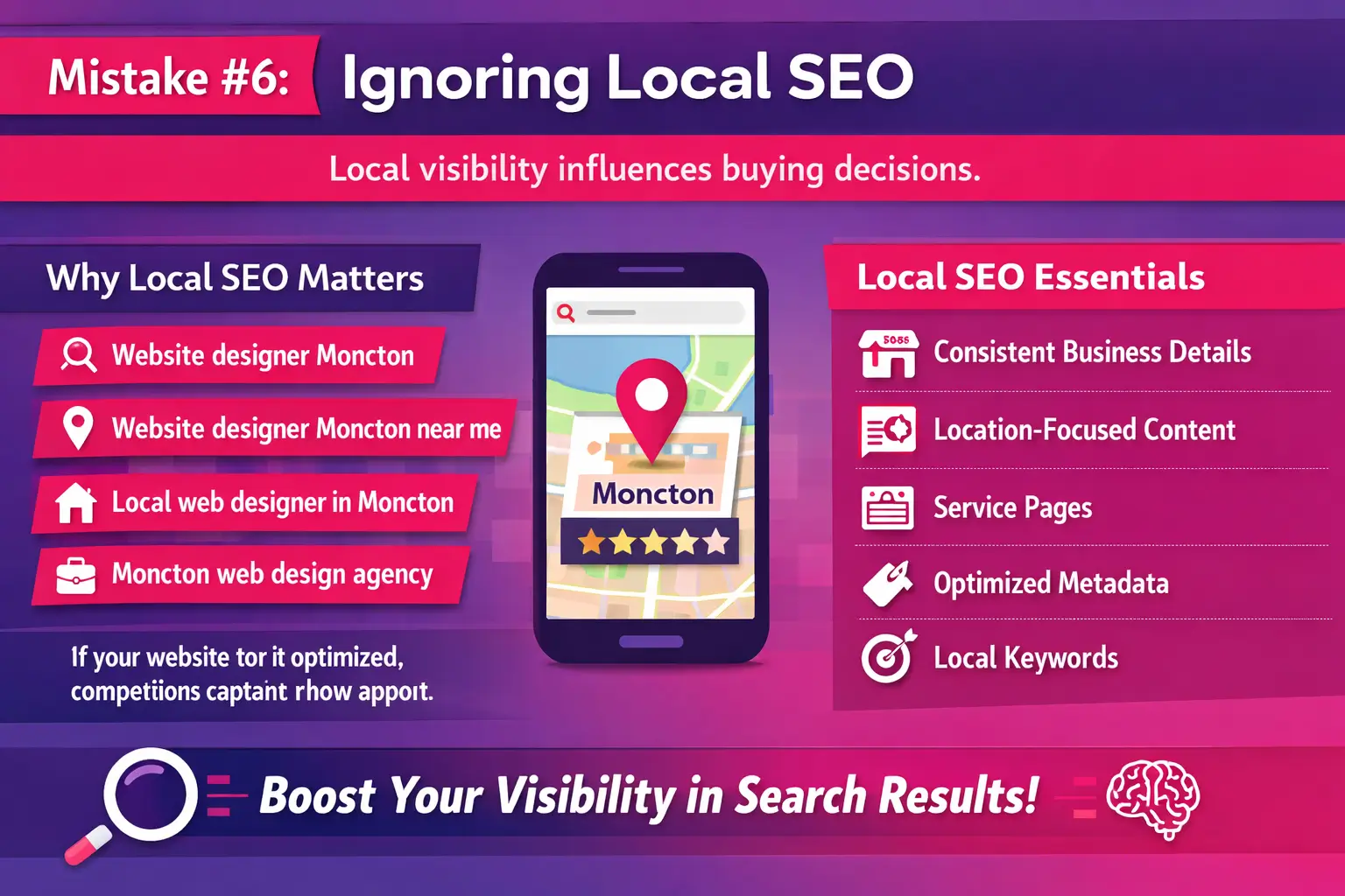 Local SEO mistakes preventing Moncton businesses from appearing in search results.
