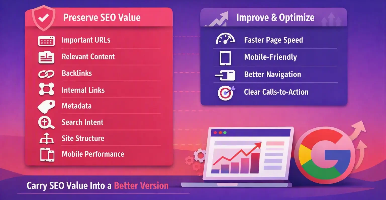 Monitoring Google rankings and organic traffic metrics after a website redesign.